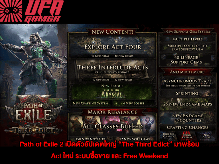 Path of Exile 2 The Third Edict เปิดตัวอัปเดตใหญ่มาพร้อม Act ใหม่ ระบบซื้อขาย และ Free Weekend
